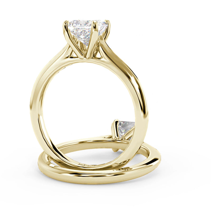 Montura Para Anillo de Compromiso Solitario "Cartier Princess" en Oro Amarillo de 14K