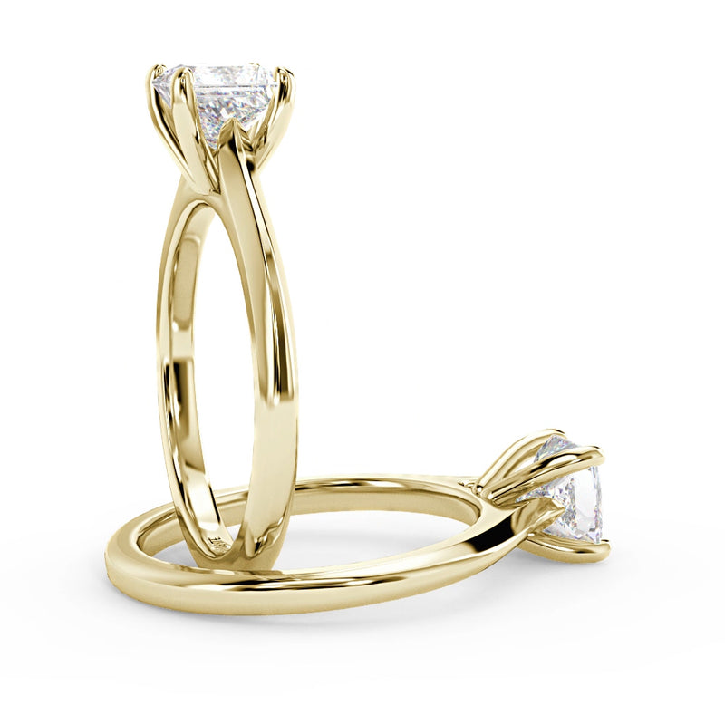 Montura Para Anillo de Compromiso Solitario "Cartier Princess" en Oro Amarillo de 14K