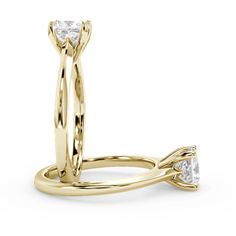 Montura Para Anillo de Compromiso Solitario "Cartier Princess" en Oro Amarillo de 14K