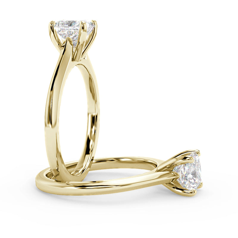 Montura Para Anillo de Compromiso Solitario "Cartier Princess" en Oro Amarillo de 14K