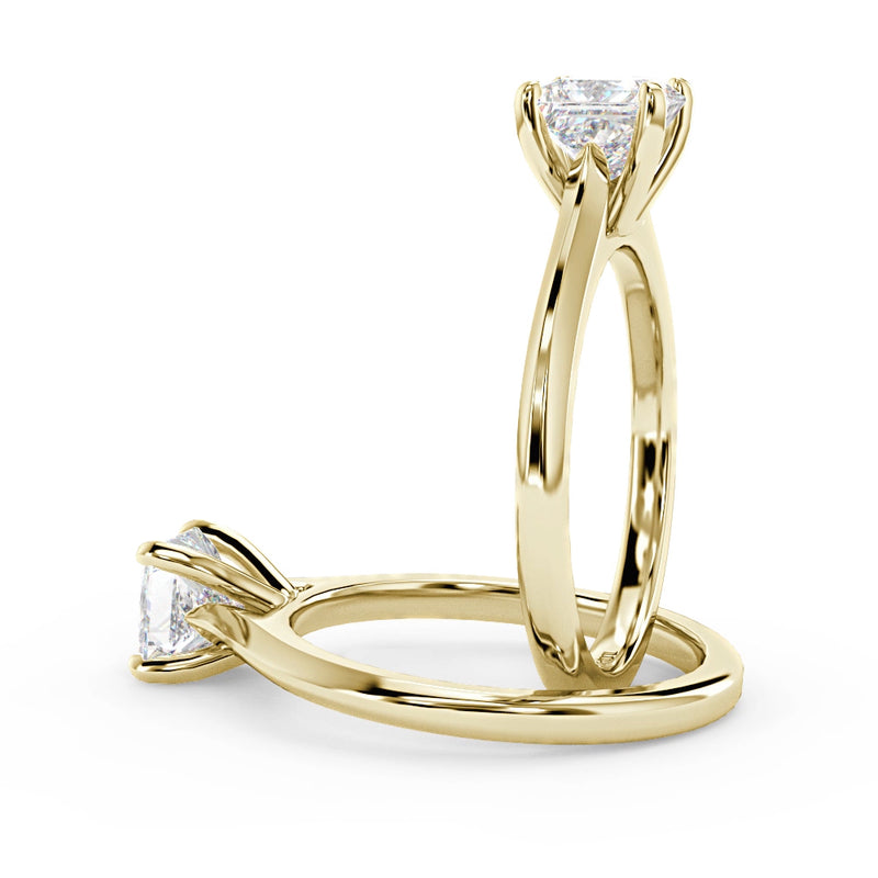 Montura Para Anillo de Compromiso Solitario "Cartier Princess" en Oro Amarillo de 18k