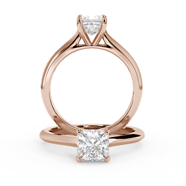 Montura Para Anillo de Compromiso Solitario "Cartier Princess" en Oro Rosa de 14K