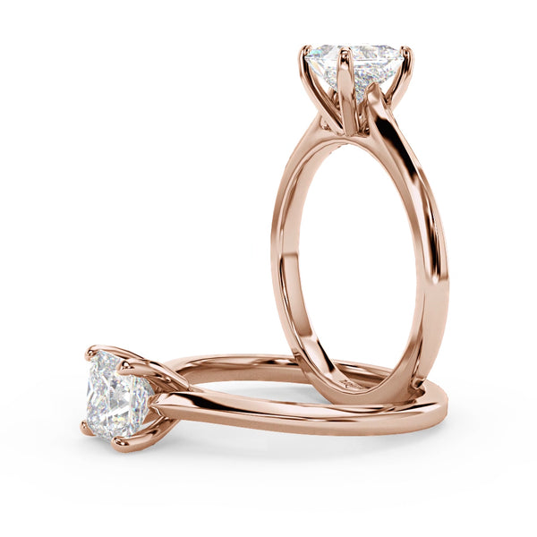 Montura Para Anillo de Compromiso Solitario "Cartier Princess" en Oro Rosa de 14K