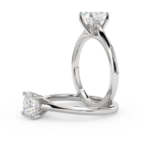 Montura Para Anillo de Compromiso Solitario "Cartier Princess" en Oro Blanco de 14K