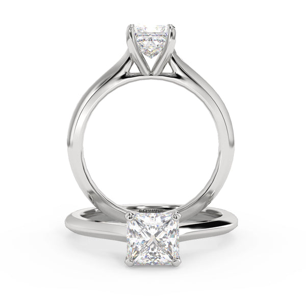 Montura Para Anillo de Compromiso Solitario "Cartier Princess" en Platino