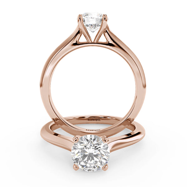 Montura Para Anillo de Compromiso Solitario "Cartier" en Oro Rosa de 14K