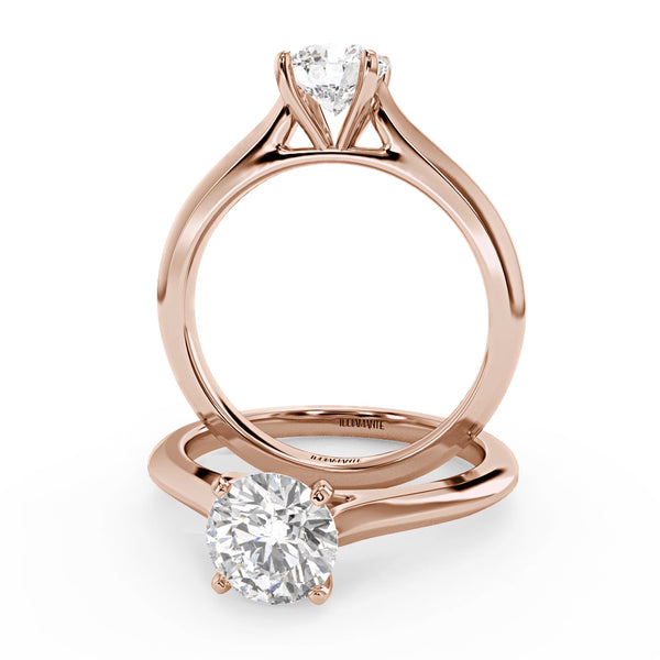 Montura Para Anillo de Compromiso Solitario "Cartier" en Oro Rosa de 14K