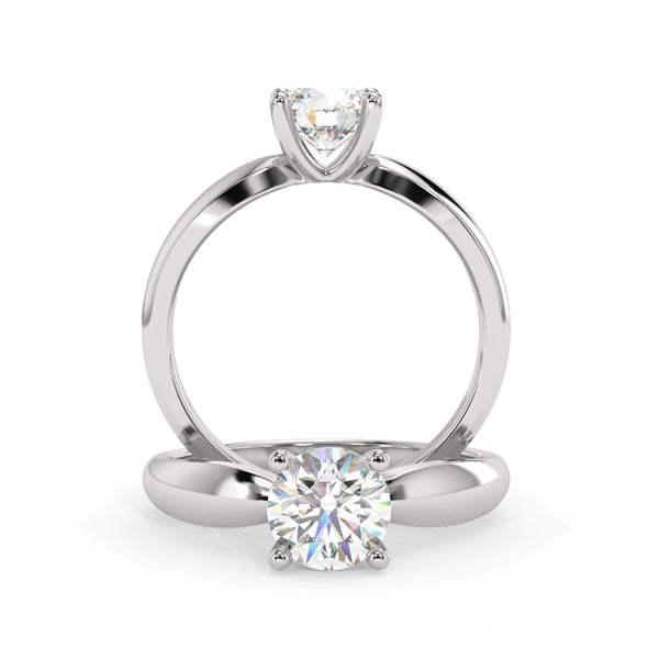 Montura Para Anillo de Compromiso Solitario "Tapered" en Oro Blanco de 18K