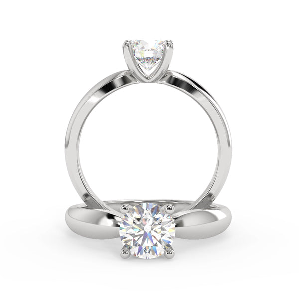 Montura Para Anillo de Compromiso Solitario "Tapered" en Oro Blanco de 18K