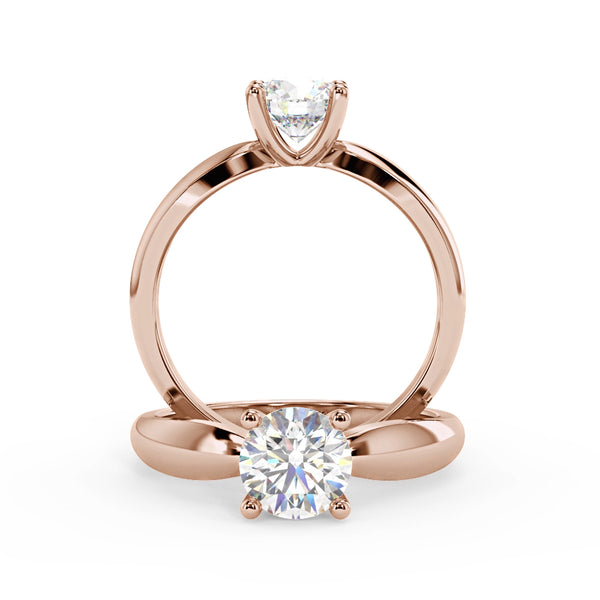 Montura Para Anillo de Compromiso Solitario "Tapered" en Oro Rosa de 14K