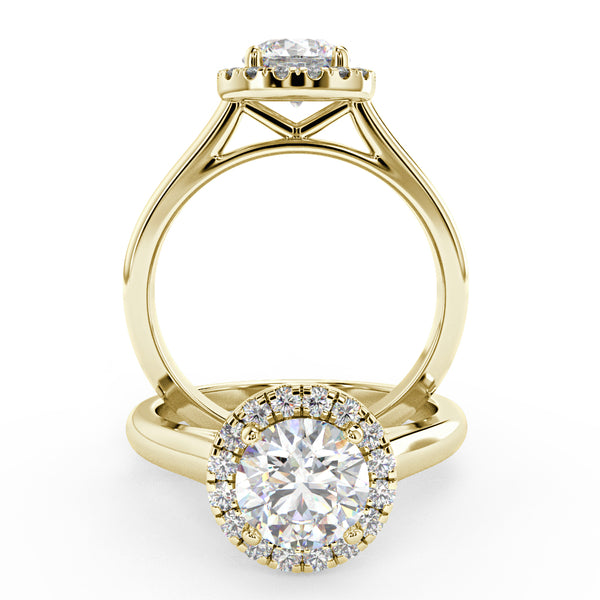 Montura Para Anillo de Compromiso Halo "Flare" en Oro Amarillo de 14K