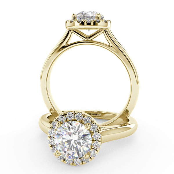 Montura Para Anillo de Compromiso Halo "Flare" en Oro Amarillo de 14K