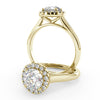 Montura Para Anillo de Compromiso Halo "Flare" en Oro Amarillo de 18k