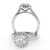 Montura Para Anillo de Compromiso Halo "Flare" en Oro Blanco de 14K