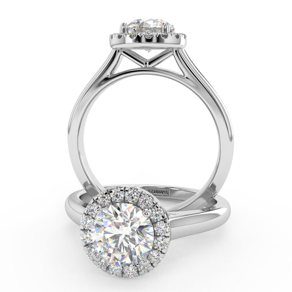 Montura Para Anillo de Compromiso Halo "Flare" en Oro Blanco de 14K