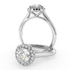 Montura Para Anillo de Compromiso Halo "Flare" en Oro Blanco de 18k