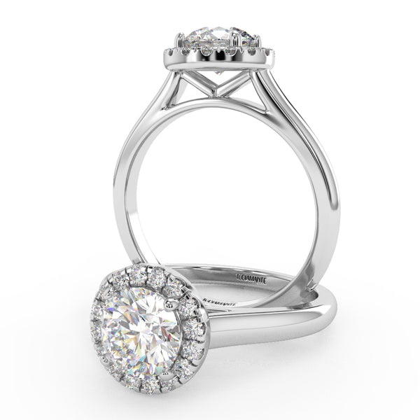 Montura Para Anillo de Compromiso Halo "Flare" en Oro Blanco de 18k