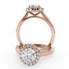 Montura Para Anillo de Compromiso Halo "Flare" en Oro Rosa de 14K