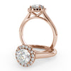 Montura Para Anillo de Compromiso Halo "Flare" en Oro Rosa de 18k