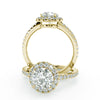 Montura Para Anillo de Compromiso Halo y Pavé  "Nova" en Oro Amarillo de 18K