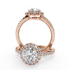 Montura Para Anillo de Compromiso Halo y Pavé  "Nova" en Oro Rosa de 14K