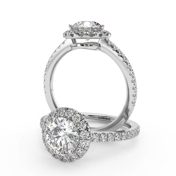 Montura Para Anillo de Compromiso Halo y Pavé "Nova" en Platino