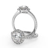 Montura Para Anillo de Compromiso Halo y Pavé  "Nova" en Oro Blanco de 18k