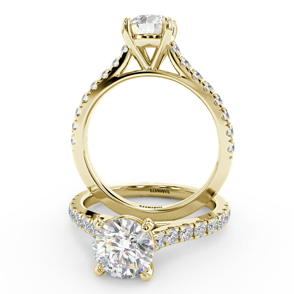 Montura Para Anillo de Compromiso Pavé "Royal" en Oro Amarillo de 14K