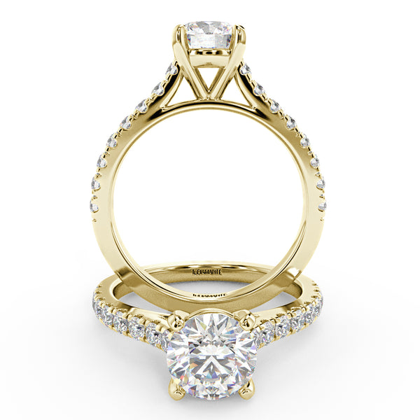 Montura Para Anillo de Compromiso Pavé "Royal" en Oro Amarillo de 18k