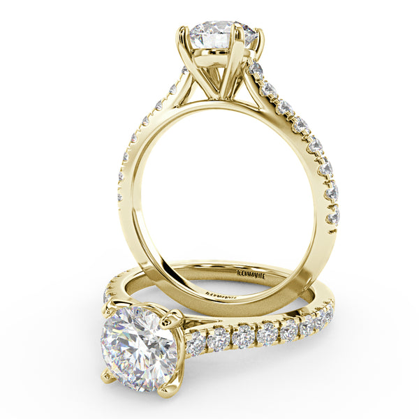 Montura Para Anillo de Compromiso Pavé "Royal" en Oro Amarillo de 18k