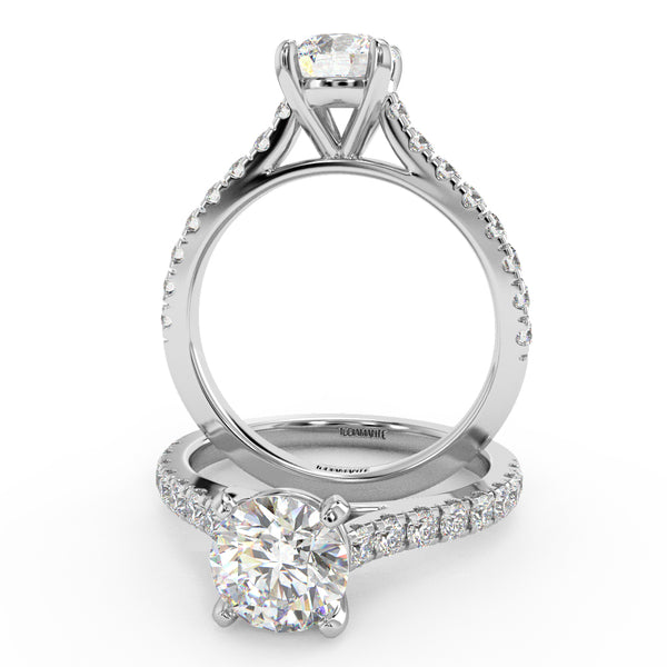 Montura Para Anillo de Compromiso Pavé "Royal" en Oro Blanco de 14K