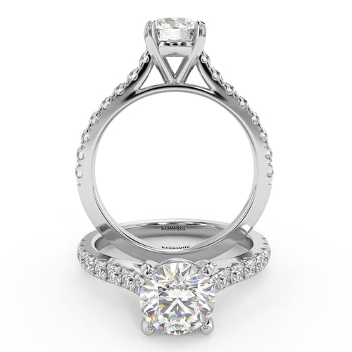 Montura Para Anillo de Compromiso Pavé "Royal" en Oro Blanco de 14K