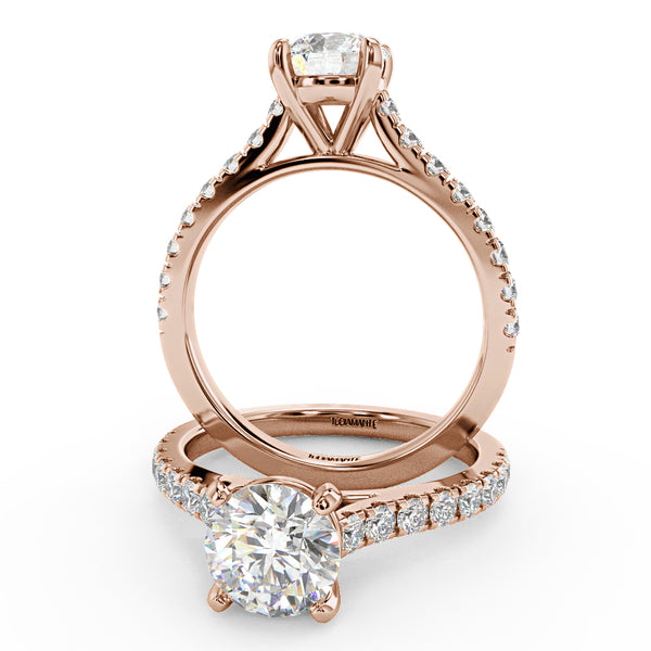 Montura Para Anillo de Compromiso Pavé "Royal" en Oro Rosa de 14K