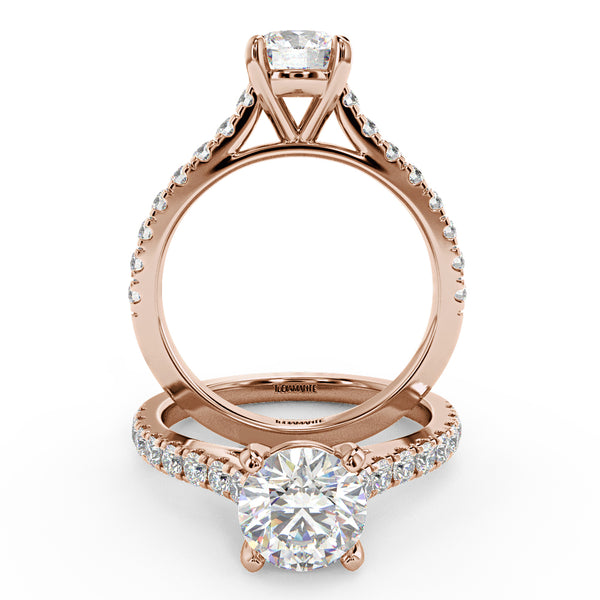 Montura Para Anillo de Compromiso Pavé "Royal" en Oro Rosa de 14K