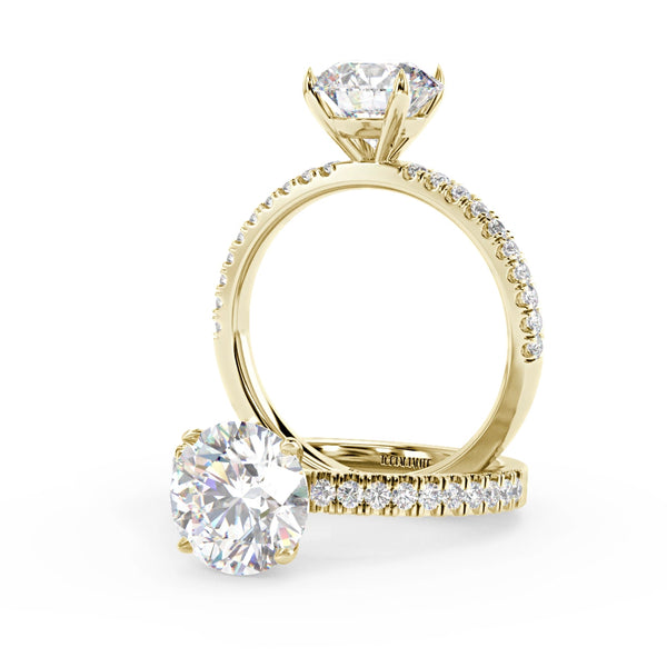 Montura Para Anillo de Compromiso Micropavé "Serenity" en Oro Amarillo de 18K