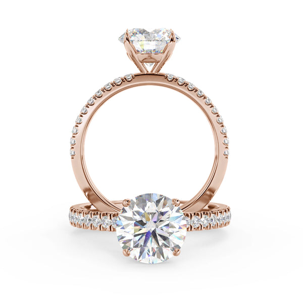 Montura Para Anillo de Compromiso Micropavé "Serenity" en Oro Rosa de 14K