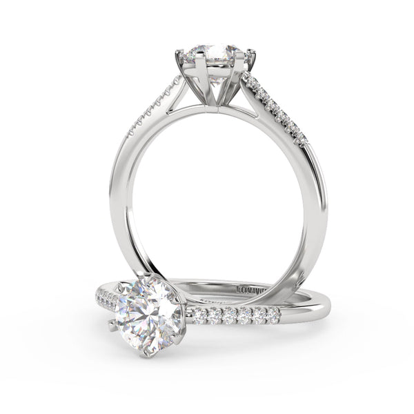 Montura Para Anillo de Compromiso Pavé "Shine" en Oro Blanco de 18k con Diamantes