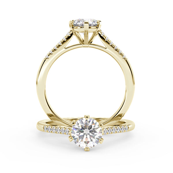Montura Para Anillo de Compromiso Pavé "Shine" en Oro Amarillo de 18k con Diamantes.