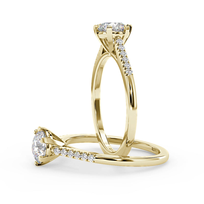 Montura Para Anillo de Compromiso Pavé "Shine" en Oro Amarillo de 18k con Diamantes.