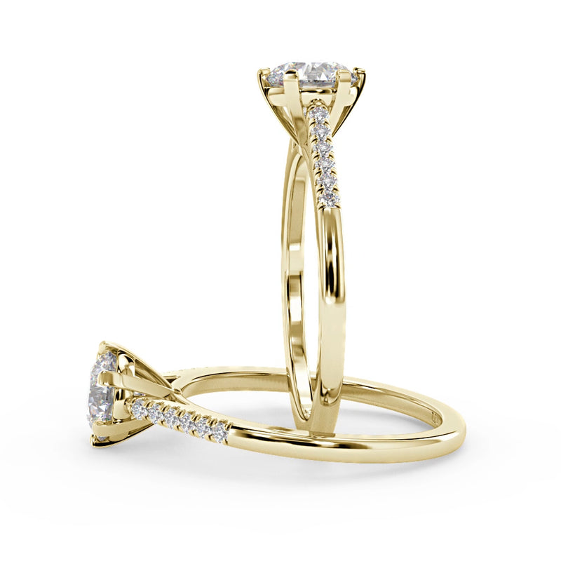 Montura Para Anillo de Compromiso Pavé "Shine" en Oro Amarillo de 18k con Diamantes.