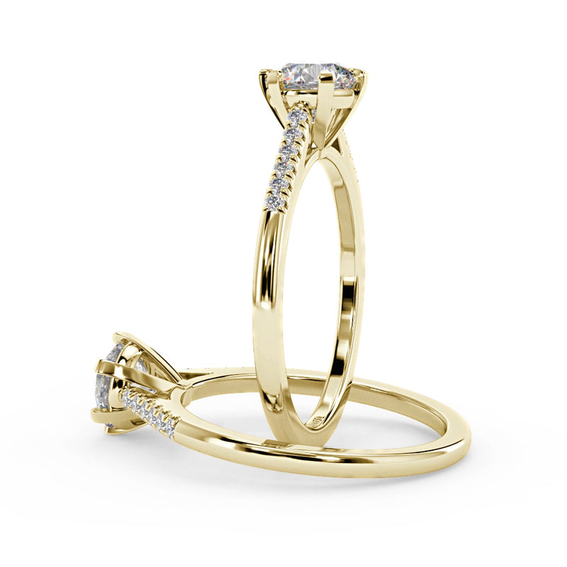 Montura Para Anillo de Compromiso Pavé "Shine" en Oro Amarillo de 18k con Diamantes.