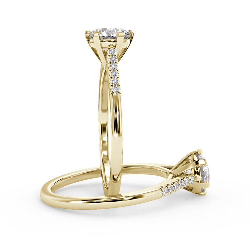 Montura Para Anillo de Compromiso Pavé "Shine" en Oro Amarillo de 18k con Diamantes.