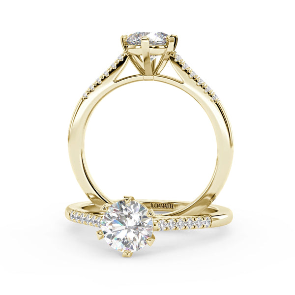 Montura Para Anillo de Compromiso Pavé "Shine" en Oro Amarillo de 14K