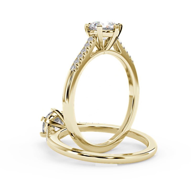 Montura Para Anillo de Compromiso Pavé "Shine" en Oro Amarillo de 14K