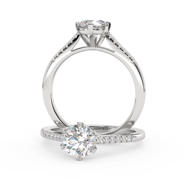 Montura Para Anillo de Compromiso Pavé "Shine" en Oro Blanco de 14k con Diamantes