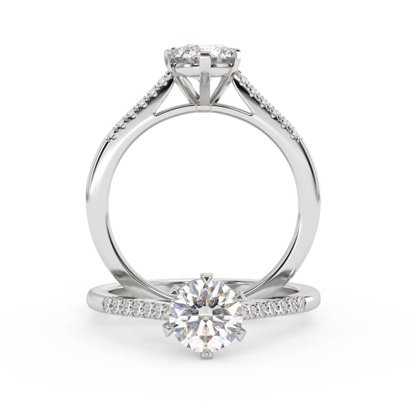 Montura Para Anillo de Compromiso Pavé "Shine" en Oro Blanco de 14k con Diamantes