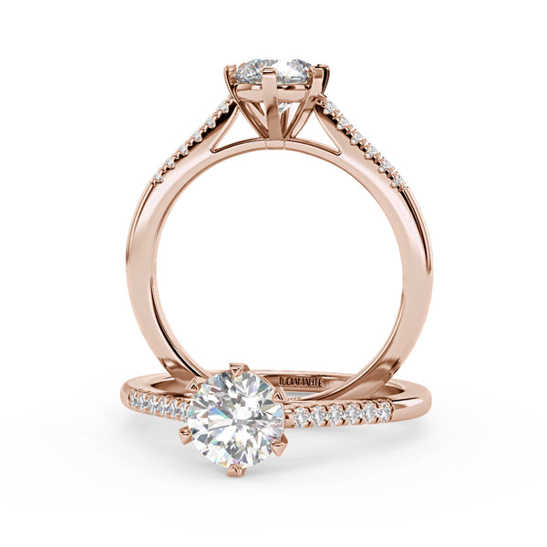 Montura Para Anillo de Compromiso Pavé "Shine" en Oro Rosa de 14K