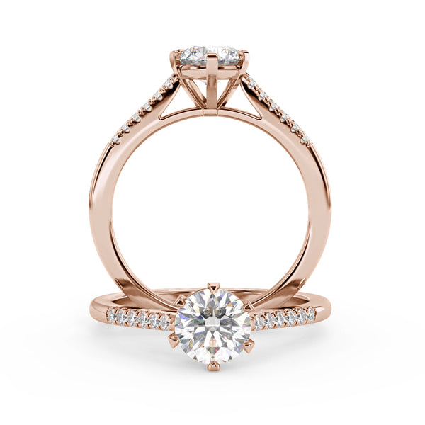 Montura Para Anillo de Compromiso Pavé "Shine" en Oro Rosa de 14K