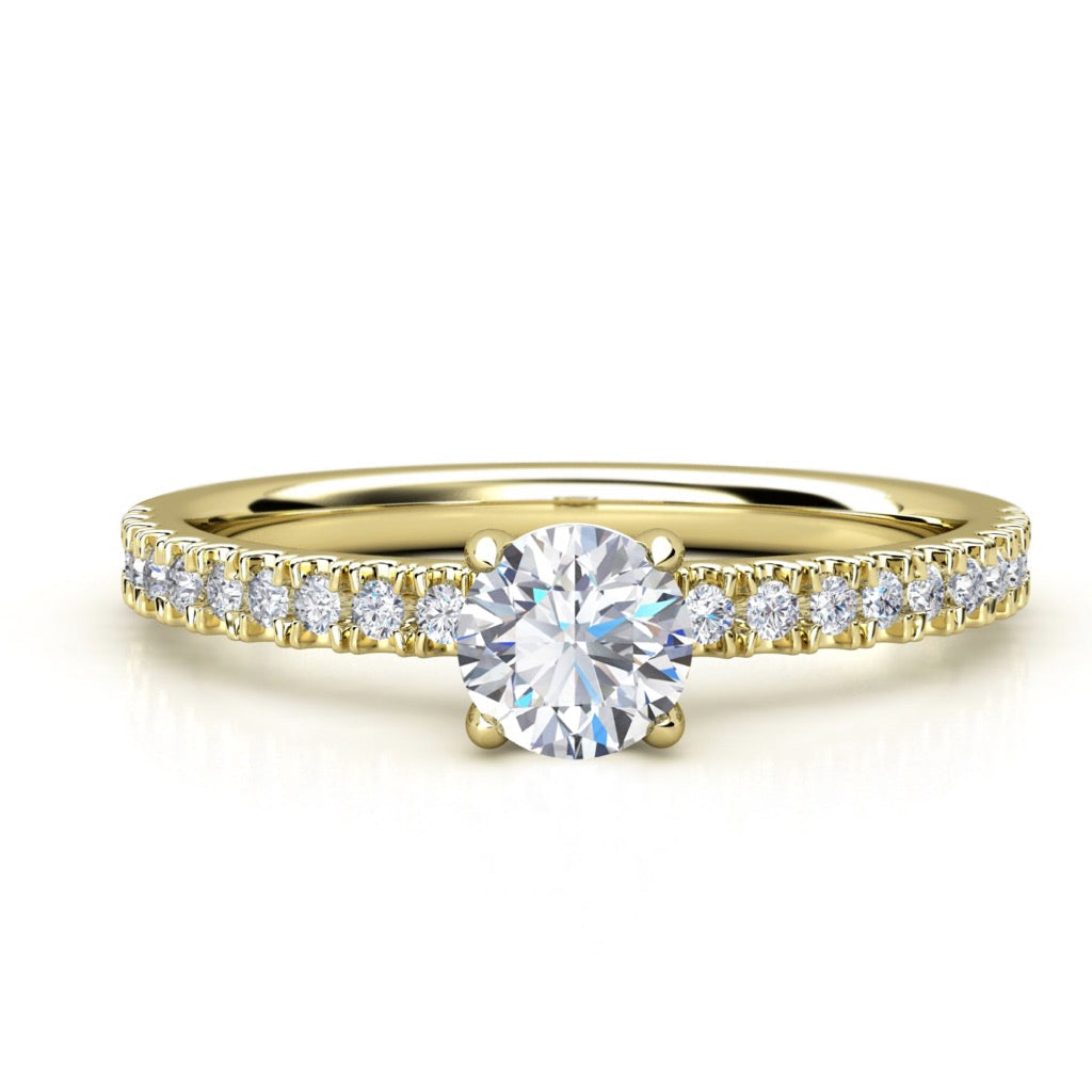 Anillo de Compromiso Micropavé "Serenity" con Diamante de Laboratorio Corte Redondo de 0.50qt (D/E-VVS2/VVS1) en Oro de 14K