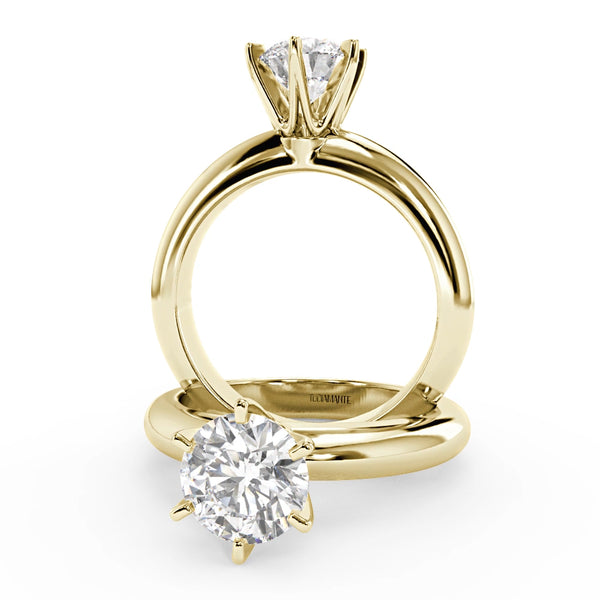 Montura Para Anillo de Compromiso Solitario "Tiffany" en Oro Amarillo de 14K